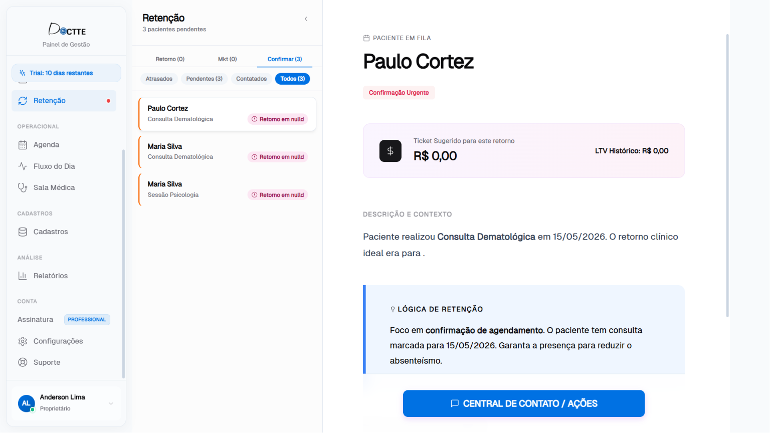 CRM, retenção e IA clínica em destaque CRM, retenção e IA clínica em destaque