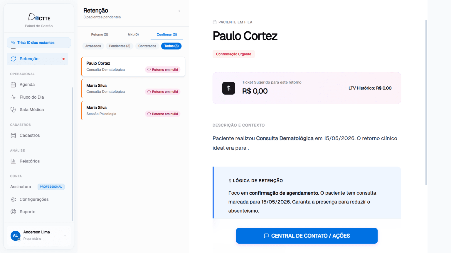 Retenção no Doctte
