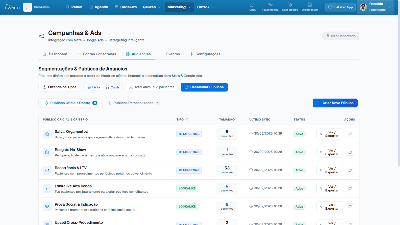 Campanhas & Ads com a inteligência do seu CRM Médico - Audiências & Segmentações