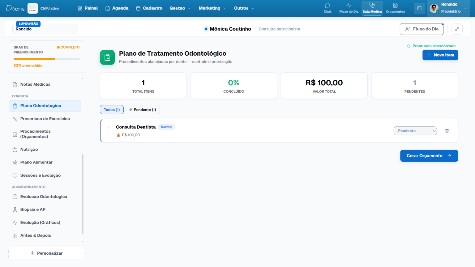Controle de Sessões & Manutenção Ortodôntica